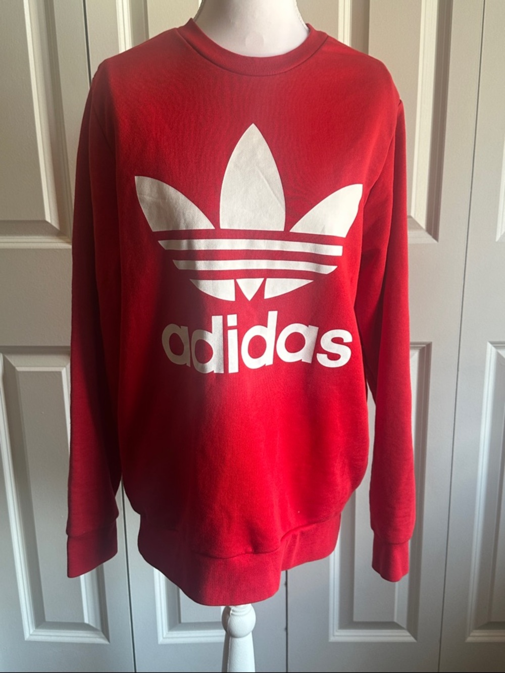 adidas Red Crewneck with White Trefoil Logo